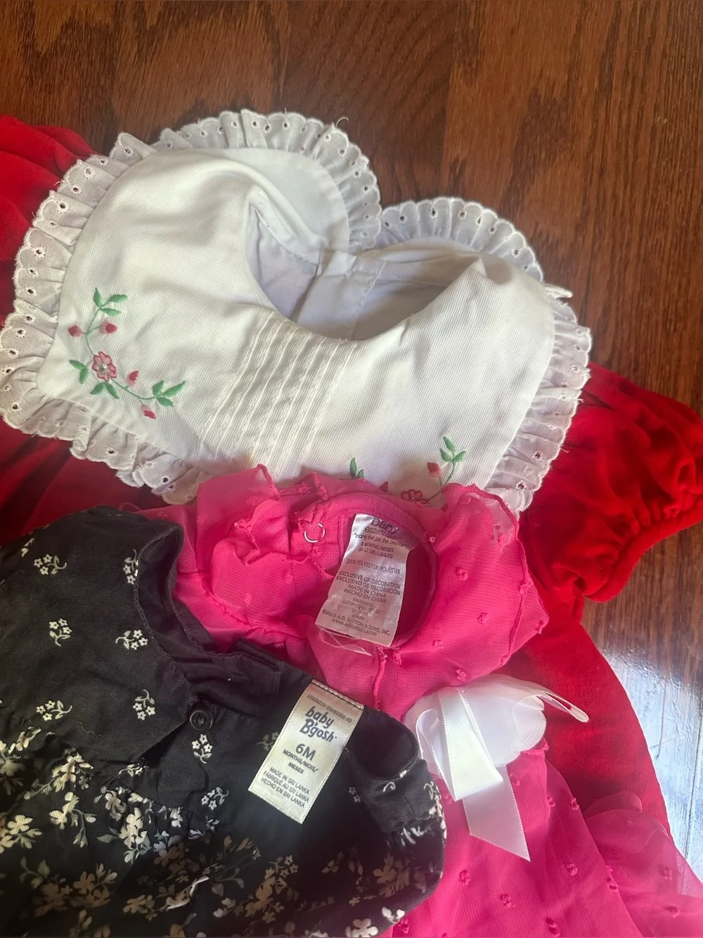 OshKosh B'gosh Red, Pink & Black Floral Girls Dresses - 3-Pack Size 3 & 6 months